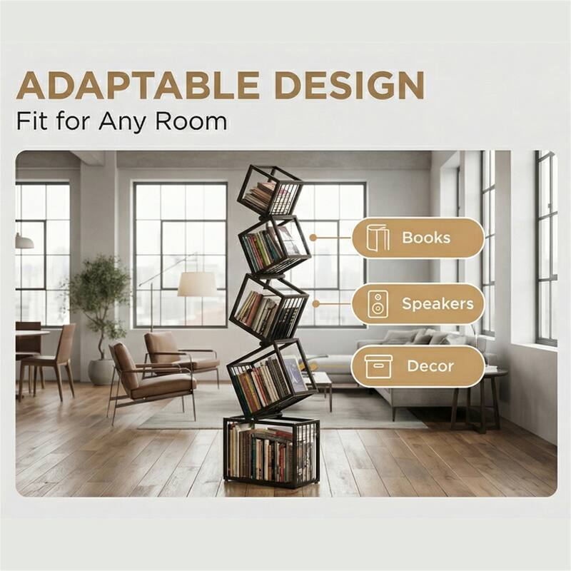 Modern Corner Bookshelf, Asymmetric Iron Display Stand