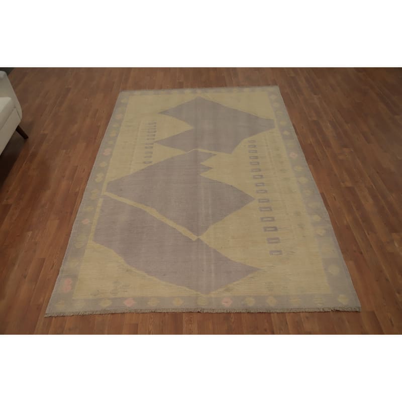Hand Woven Oriental 100% Wool Carpet Southwestern Tribal Purples Kilim Area Rug - 9' 0'' X 6' 0''