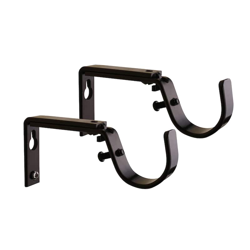 Meriville Set of 2 Curtain Drapery Rod Bracket for 1 1/4-Inch Rod, Adjustable - Oil-Rubbed Bronze - For 1 1/4" Rod