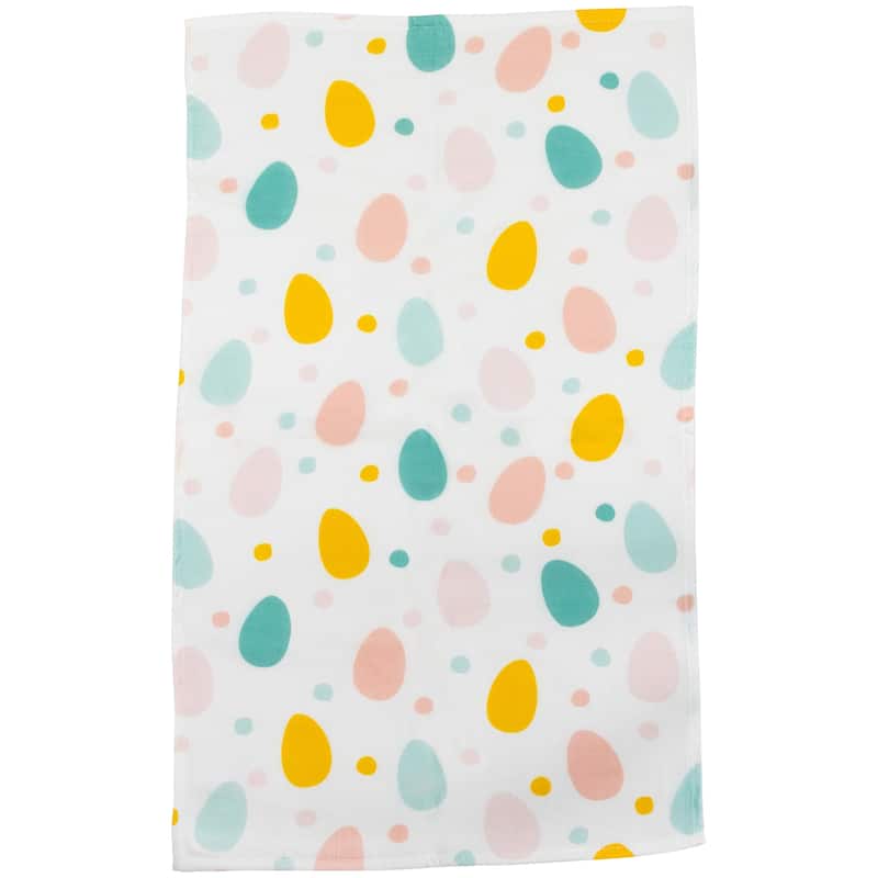 Set of 2 Pastel Stripes and Easter Eggs Kitchen Tea Towels 26"