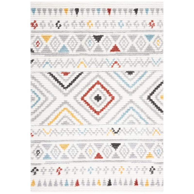 SAFAVIEH Marrakech Kanami Boho Tribal Rug - 6'7" Square - Ivory/Grey