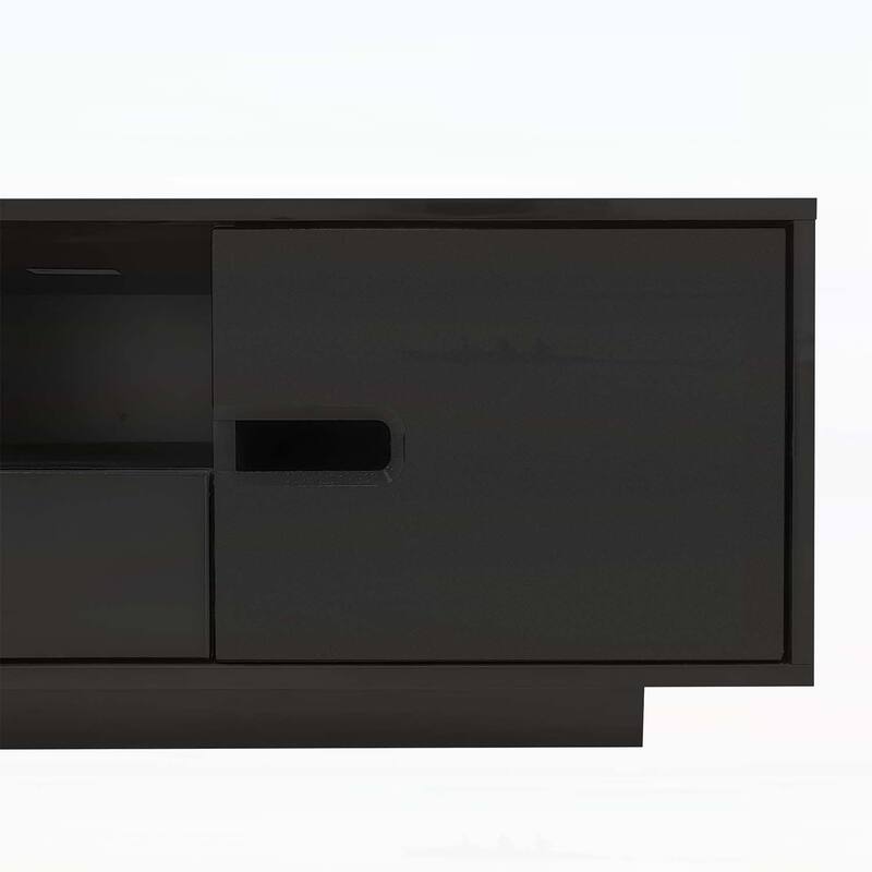 Functional Modern Rectangle Coffee Table with Storage and LED Lights,Ideal for Enhancing Living Room