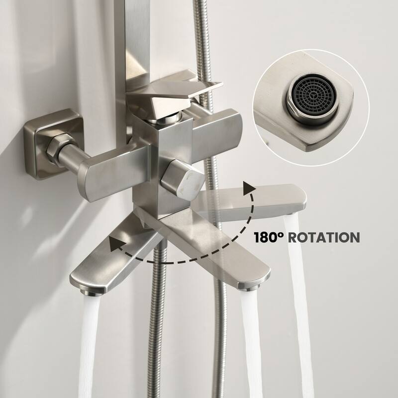 46"H 3-Function Stainless Steel Wall-Mounted Shower System