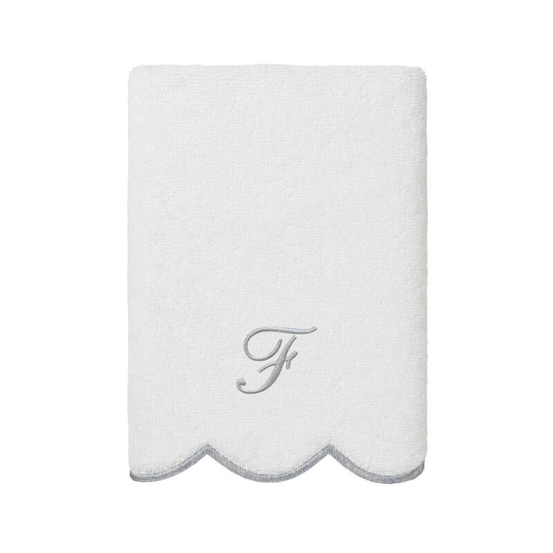 Authentic Hotel and Spa 100% Turkish Cotton Grey ADORNIA Scallop Personalized 3 Piece Towel Set - 3 Piece Set