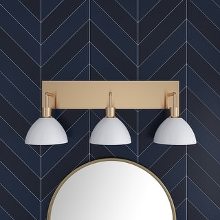 Modern 3-Light Bathroom Vanity Light Over Mirror with White Shades