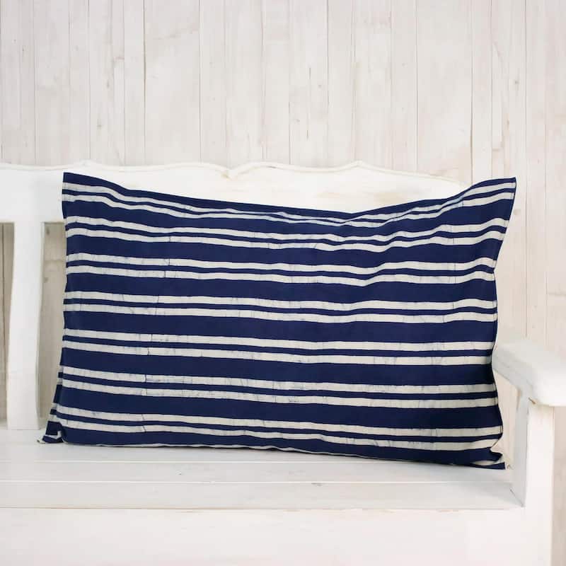 Novica Handmade Simply Striped Batik Cotton Pillow Sham