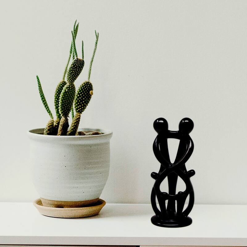 Handmade Soapstone Family Sculpture, Black Finish