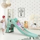 preview thumbnail 10 of 9, 3-in-1 Kids Climber Slide Play Set with Basketball Hoop and Ball-Green - 71" X 21.5" X 31" (L x W x H)