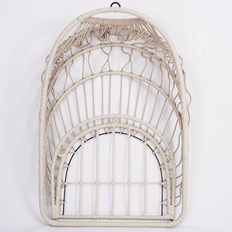 Outdoor Egg Hanging Chair, Swing Chair with Stand & Aluminum-Steel Frame, Patio Rattan Wicker Hanging Swing Egg Chair