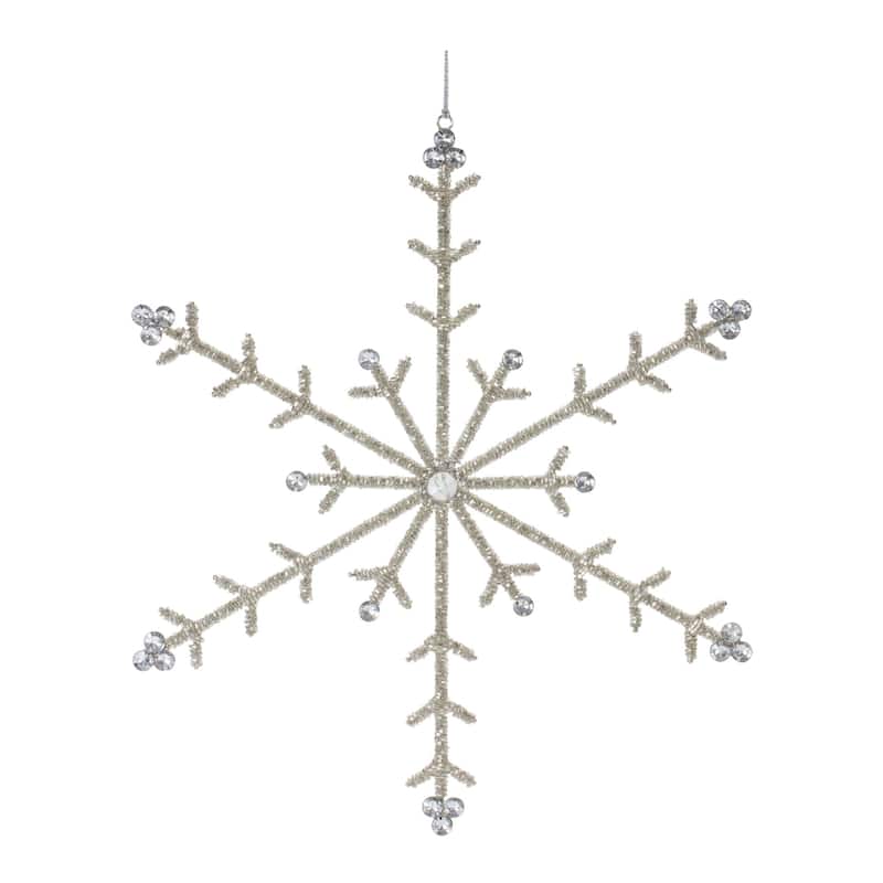 Jeweled Snowflake Christmas Ornaments - 14" - Silver - Set of 6