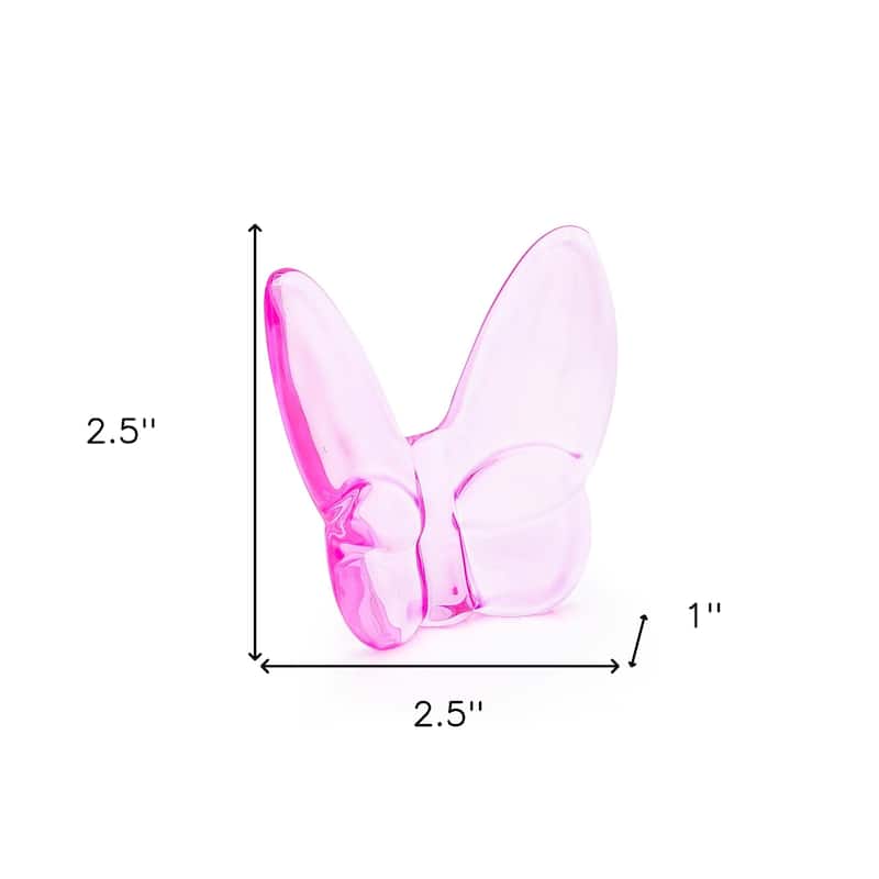 HomeRoots 3" Pink Crystal Butterfly Figurine Tabletop Sculpture