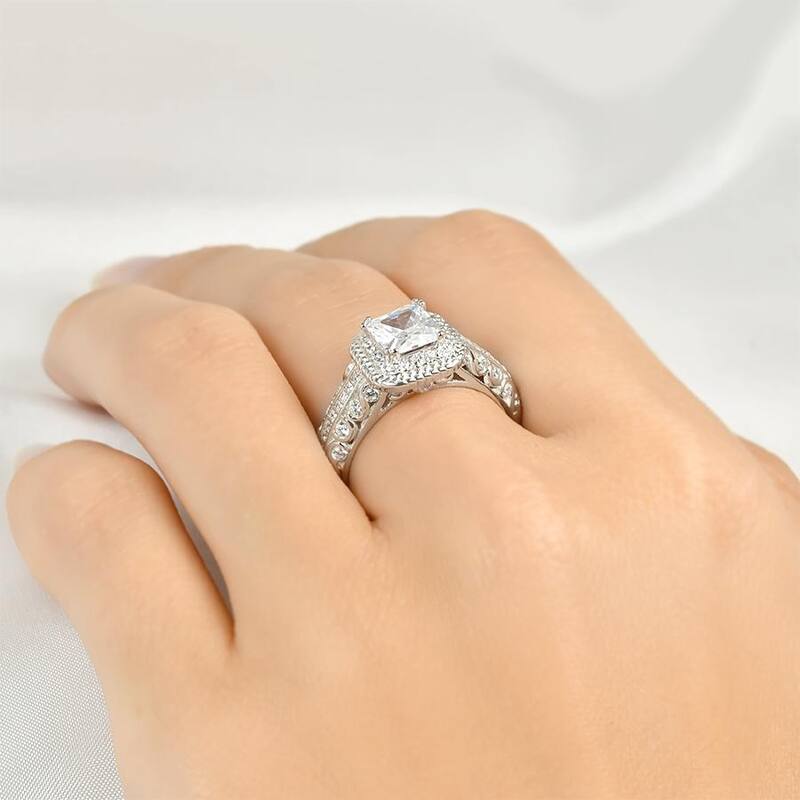 2.0 Carat Princess Cut Cubic Zirconia Ring Authentic Sterling Silver