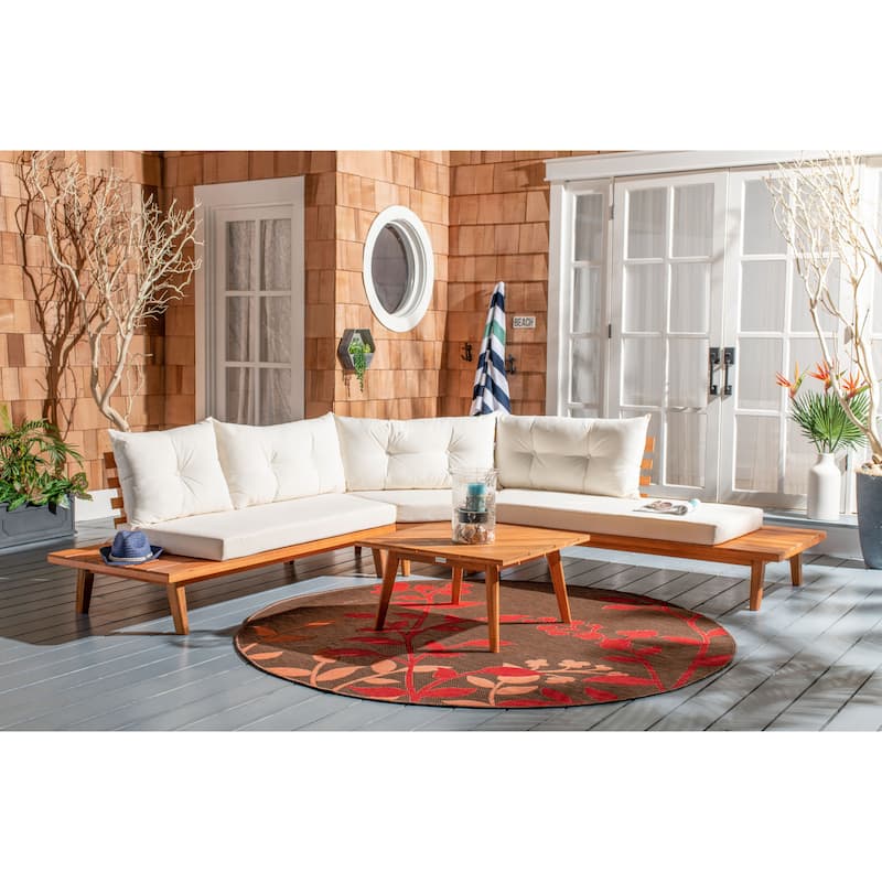 SAFAVIEH Outdoor Giancarla 4-Piece Sectional Sofa Set - 71W x 27D x 29H