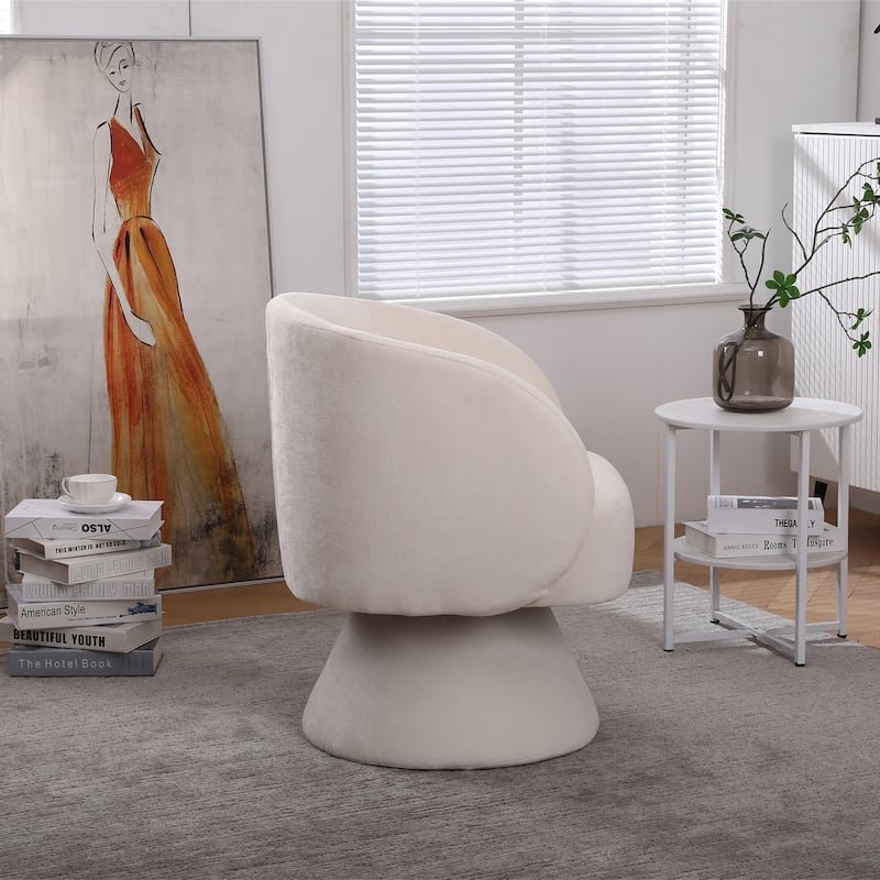 Round Fabric Swivel Accent Chair