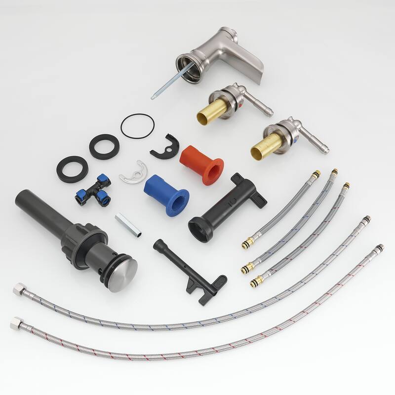 Bathroom Faucets for Sink 3 Hole with Pop Up Drain Double Lever Handle