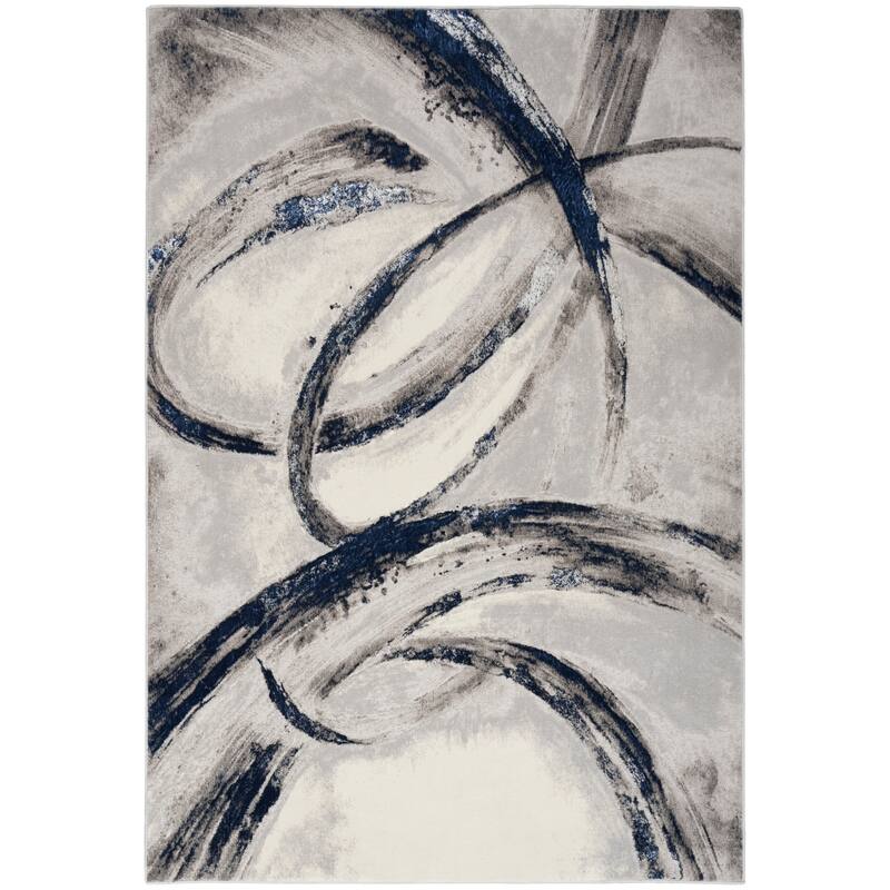 Inspire Me! Home Décor Brushstrokes Indoor only Abstract Area Rug - 5' x 8' - Grey/Navy