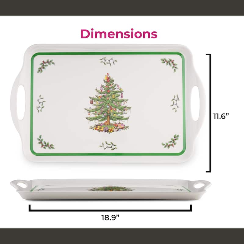 Pimpernel Christmas Tree Large Handled Tray - 18.9" L x 11.6" W