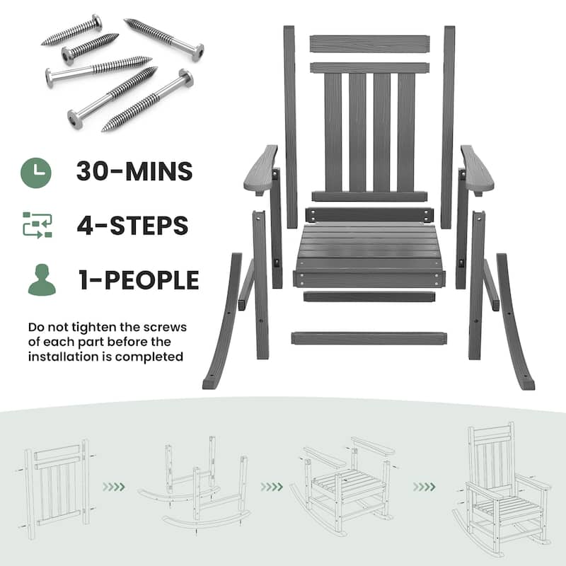 HDPE Outdoor Patio Rocking Plastic Adirondack Chair