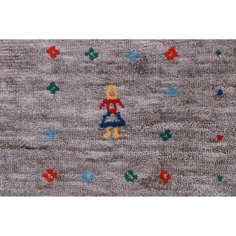 Hand Knotted Oriental 100% Wool Carpet Tribal Tribal Greys & Charcoal Gabbeh Area Rug - 12' 5'' X 9' 2''