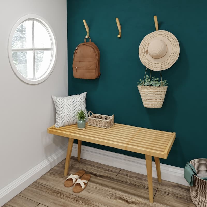 Plank and Beam Mid Century Single Wood Entryway Bench