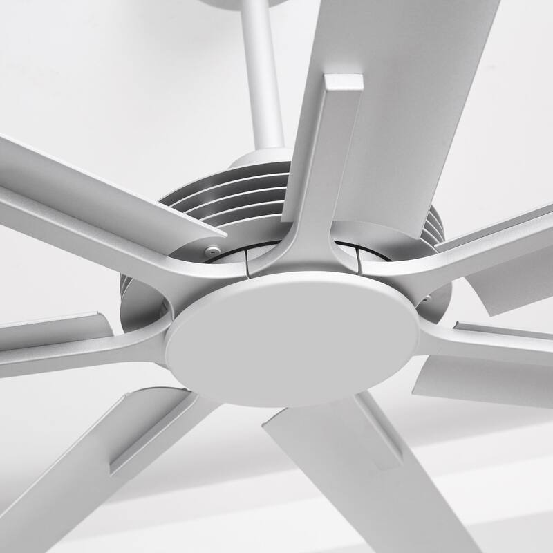 Ceiling Fan Modern 84" Industrial 7-Blade Silver Metal