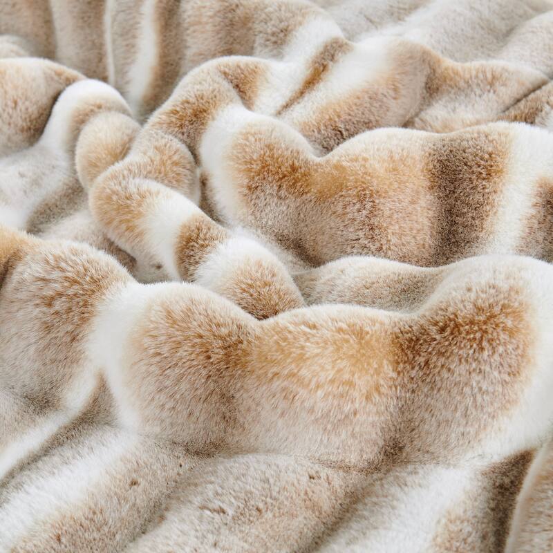 Home Soft Things Tip Dying Two Tone FauxFur Throw Thick Fuzzy Blanket
