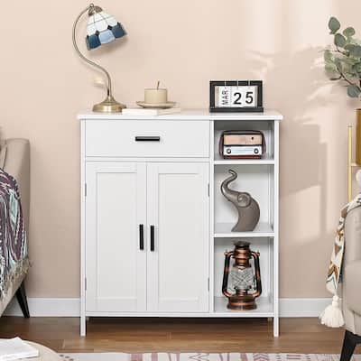 Modern Bathroom Cabinet, Floor Storage Cabinet with Doors and Shelves