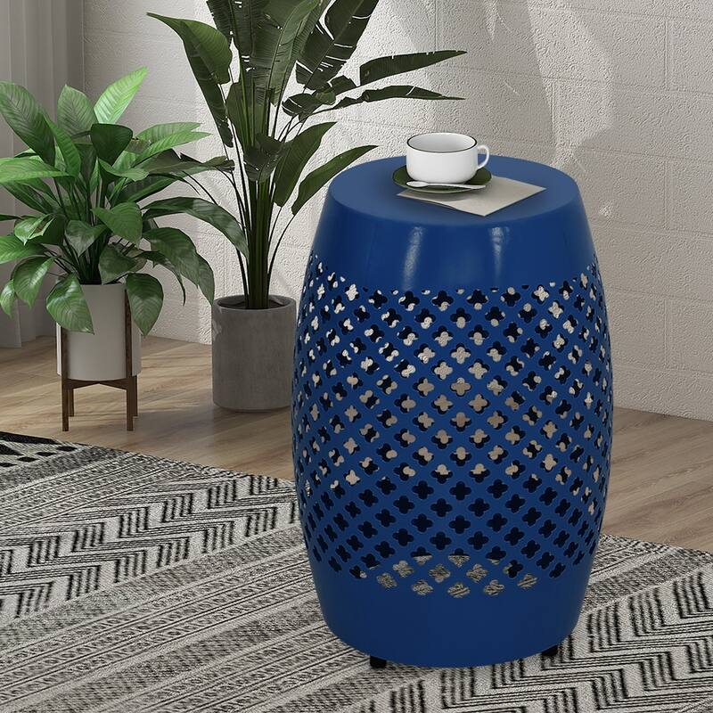 Maypex 18Inch H Geometric Cut Iron Side Table