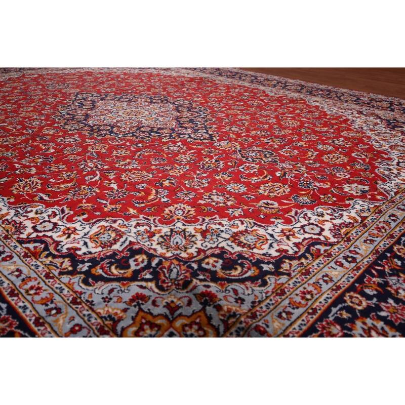 Traditional Kashan Turkish Area Rug Living Room Machine Made Carpet - 9'9" x 12'7"