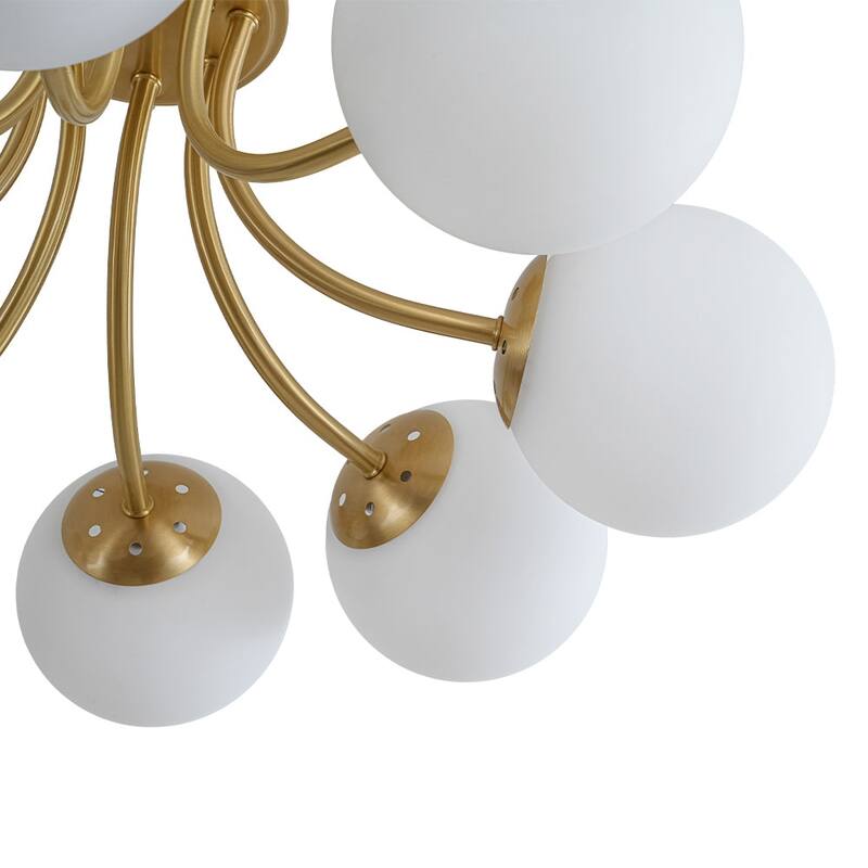 8-Light Matte Glass Globe Symmetrical Sputnik Semi-flush Mount - 26.4in