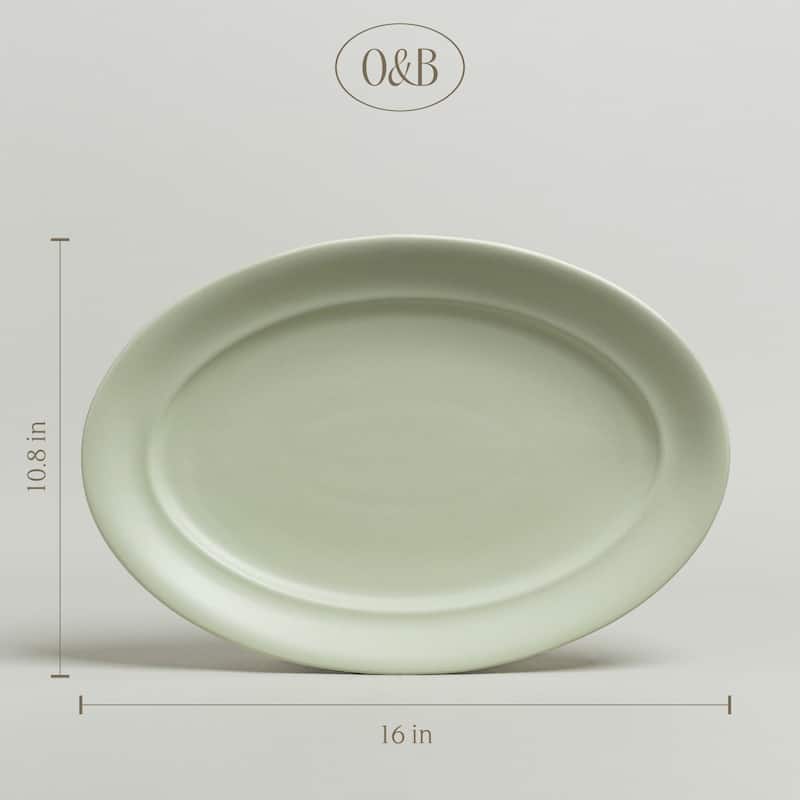 over&back Rimmed Semi-Matte Stoneware Oval Serving Platter