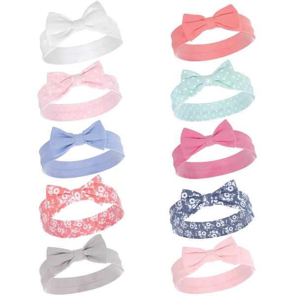 slide 1 of 1, Hudson Baby Infant Girl Cotton Headbands 10pk, Pastel Floral, 0-24 Months - Pastel Floral Pastel Floral - 0-24 Months