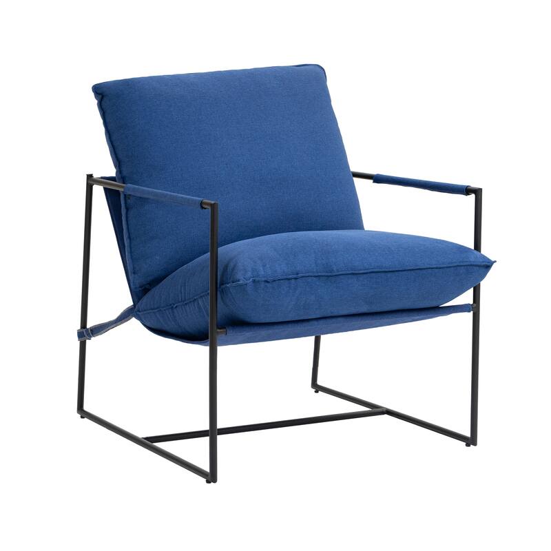 Metal Framed Accent Chair Sling Armchair with Bag Cushion
