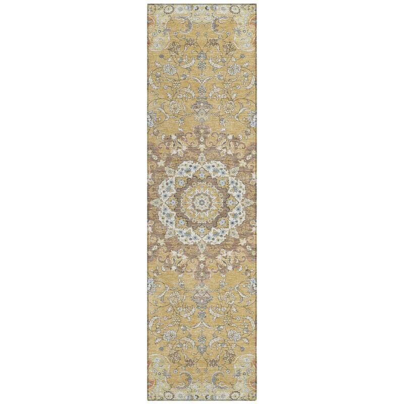 Machine Washable Indoor/ Outdoor Traditional Awaka Chantille Rug