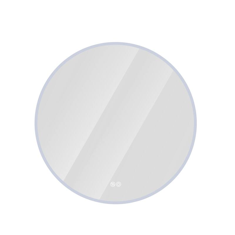 Round LED Bathroom Mirror - Wall-Mounted, Anti-Fog, Adjustable Color Temperature, Dimming - Silver