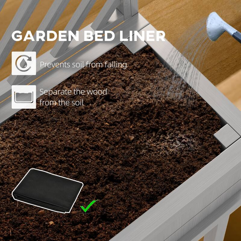 Raised Garden Bed Planter Box with Trellis, Carbonized Fir Wood