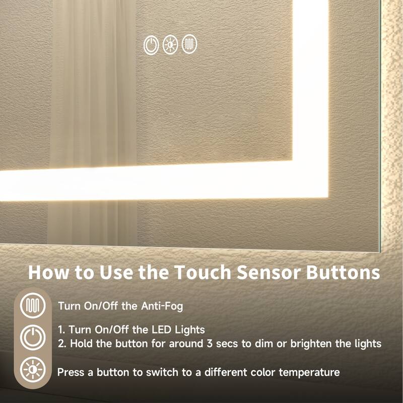 24x32 Frameless Tempered Mirror Dual LED Light
