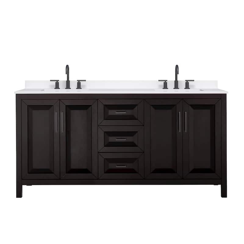 Daria 72-inch Double Vanity, 3 Hole Quartz Top