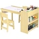preview thumbnail 1 of 3, Kids Art Table and 2 Chairs, Craft Table with Large Storage Shelves