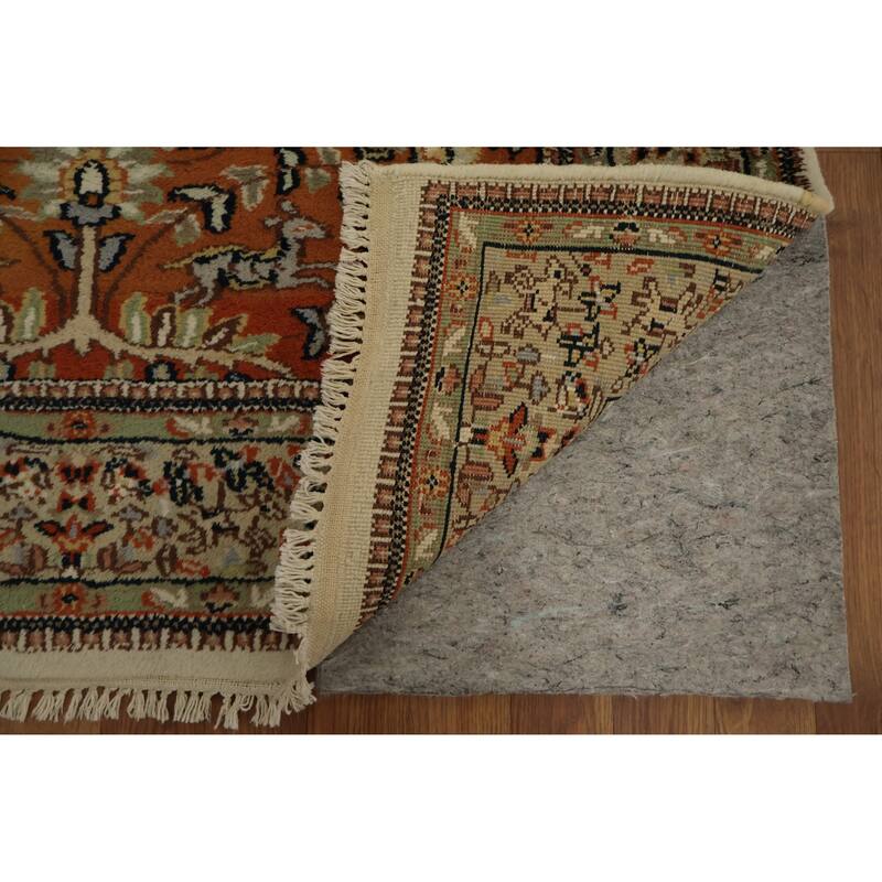 Hand Knotted Oriental 100% Wool Carpet Traditional Floral Oranges & Rust Tabriz Area Rug - 6' 0'' X 4' 2''