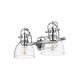 preview thumbnail 2 of 0, Yep by Golden Lighting Duncan 2-light Vanity in Chrome and Clear Glass