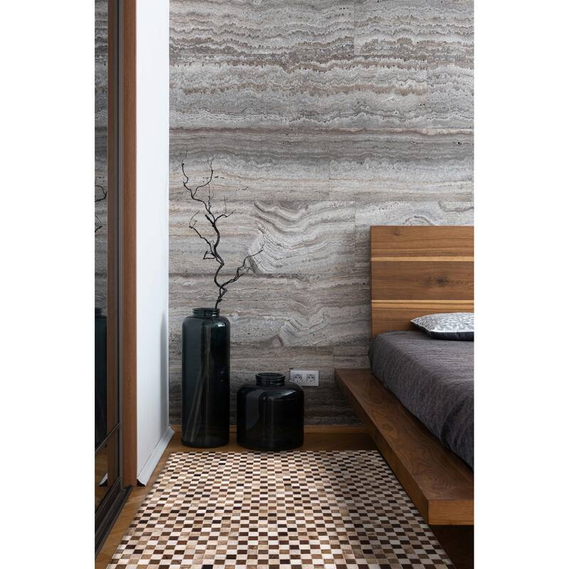 ECARPETGALLERY Handmade Cowhide Patchwork Brown Leather Rug - 4'0 x 6'0