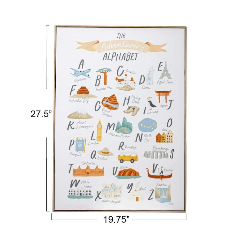 Canvas Framed Wall Décor with Alphabet and Corresponding Images