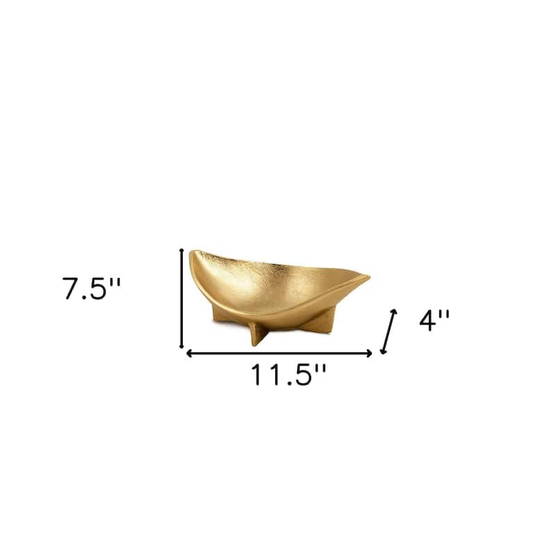 HomeRoots 12" Gold Aluminum Oval Eye Shaped Centerpiece Bowl - 11.5' X '4' X '7.5