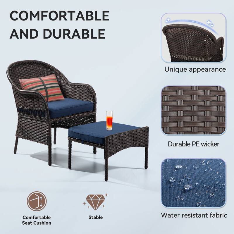 Cozywor 5-Piece Wicker Outdoor Patio Conversation Lounge Chair Set