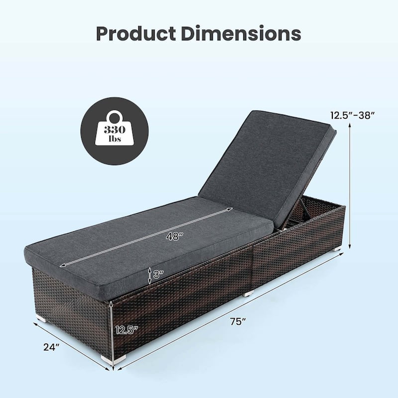 1/2 PCS Outdoor Chaise Lounge Patio Wicker Lounge Chair