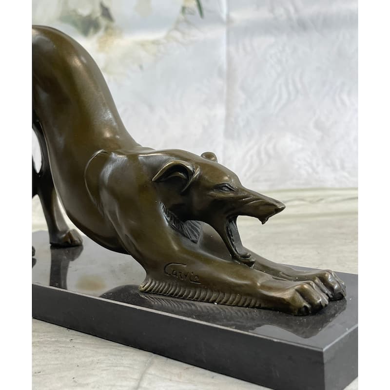 Greyhound Or Saluki Racing Imitative Dog Bronze Statue Sculpture Figure On Marble Base 6 Inches X 10 Inches