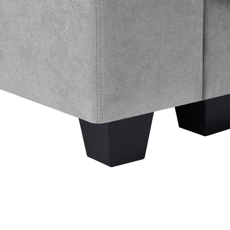 129.9" Chenille L-Shape Sectional Sofa with Reversible Chaise, Feather-Filled Cushions and Spring Support