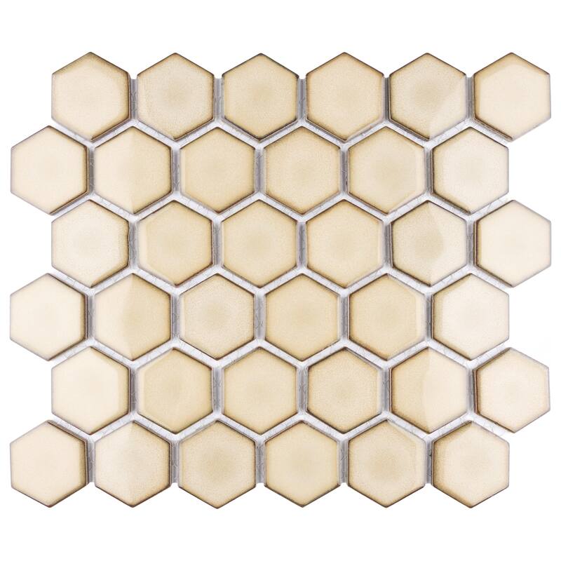 Merola Tile Hudson Due 2" Hex Caffe 10-7/8" x 12-5/8" Porcelain Mosaic Floor and Wall Tile