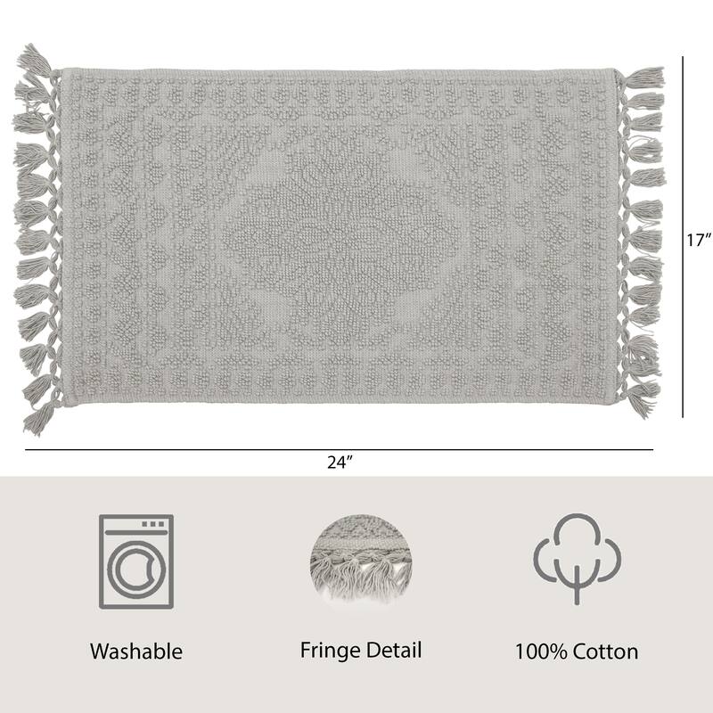 French Connection Nellore Fringe Cotton Bath Rug